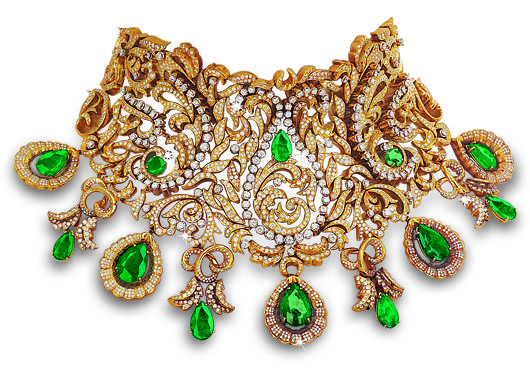 Emerald and diamond necklace.