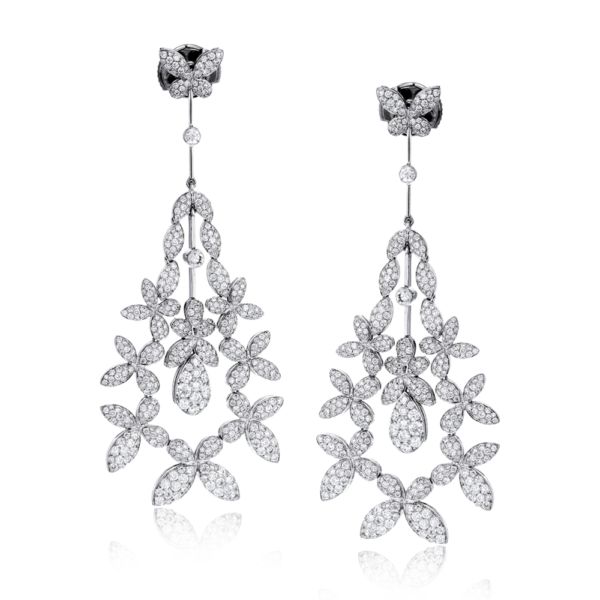 18K White Gold Contemporary Chandelier Earrings - Duchess Collection