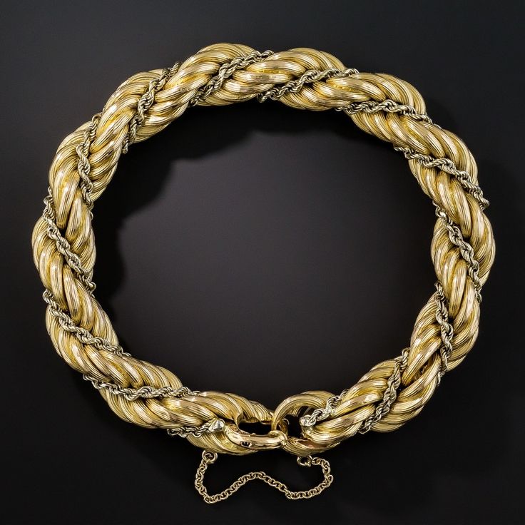 18K Two-Tone Rope Bracelet - Mid-Century Jewelry - Vintage Jewelry