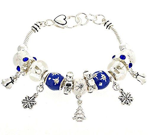 Christmas Charm Bracelet G12 Blue White Murano Beads Crys... www.amazon.com/...