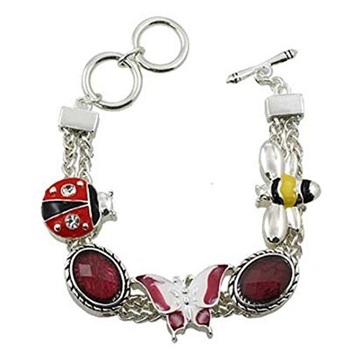 Garden Charm Bracelet D4 Red Clear Crystal Butterfly Lady... www.amazon.com/...