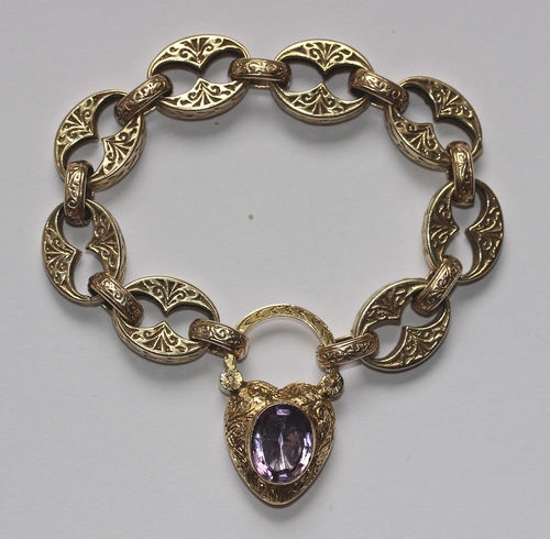 Gold and amethyst bracelet.