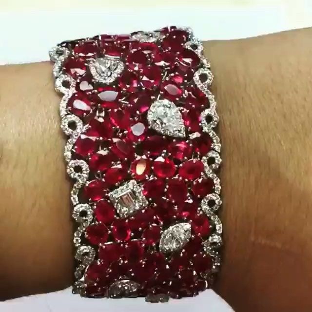 AMAZING!!! ❤️ #Ruby and #Diamond Cuff Bracelet by SES Creations…