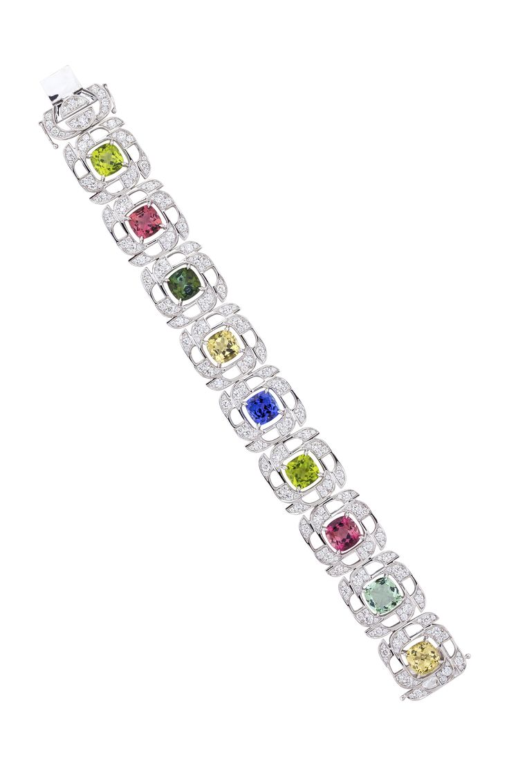 Boodles ‘Prism’ bracelet featuring green beryl, red tourmaline, green tourma...