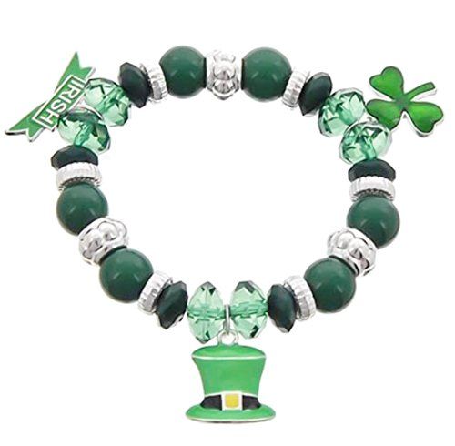 Irish Stretch Charm Bracelet D4 Crystal Green Silver Tone... www.amazon.com/...