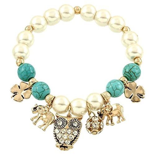 Lucky Stretch Bracelet C53 Elephant Owl Clover Crystal Sy... www.amazon.com/...
