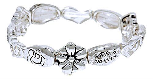 Mother Daughter Stretch Bracelet Z5 Silver Tone Flower He... www.amazon.com/...