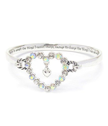 Serenity Crystal Heart Bracelet D2 Bangle Hook Closure Si... www.amazon.com/...