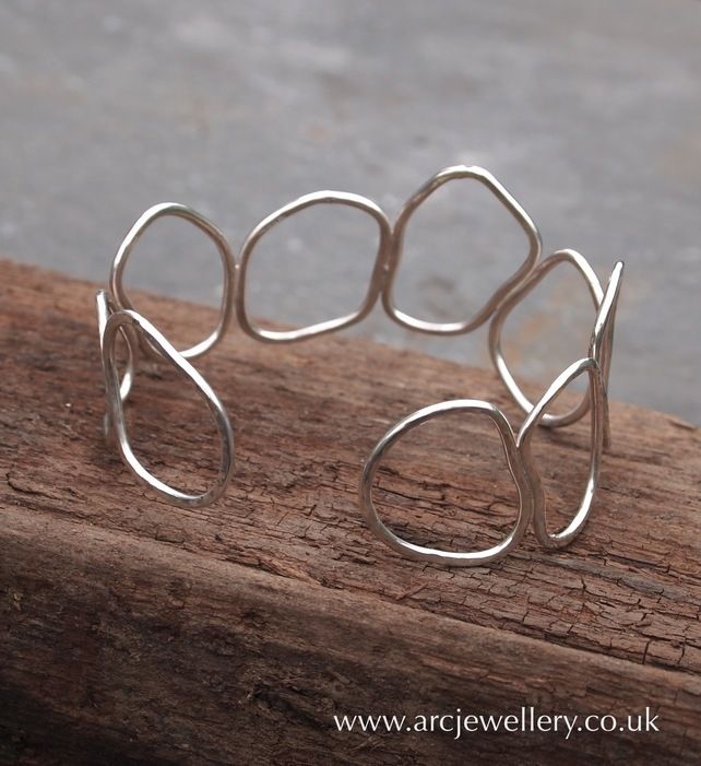Hammered sterling silver bangle, cuff £46.00