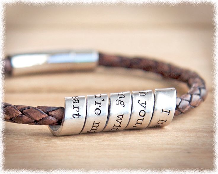 Hidden Message Bracelet • Men's Leather Bracelet • Anniversary Gift • Men'...