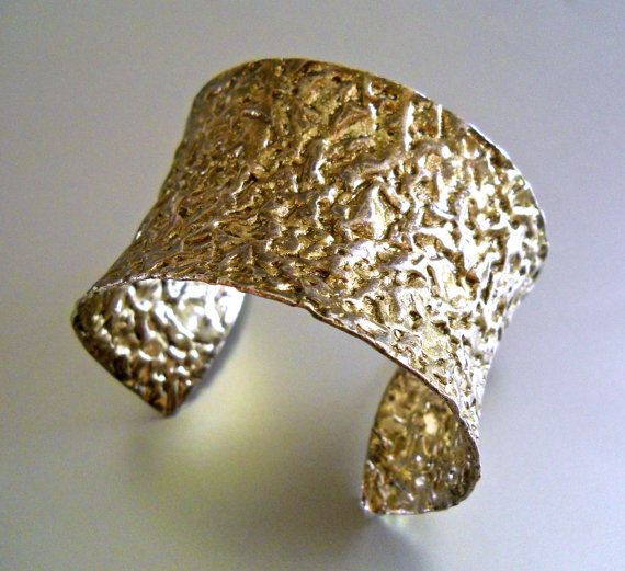 Bracelets Trends : Textured Sterling Silver Cuff Bracelet Gold by ...