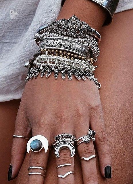 silver boho jewelry.