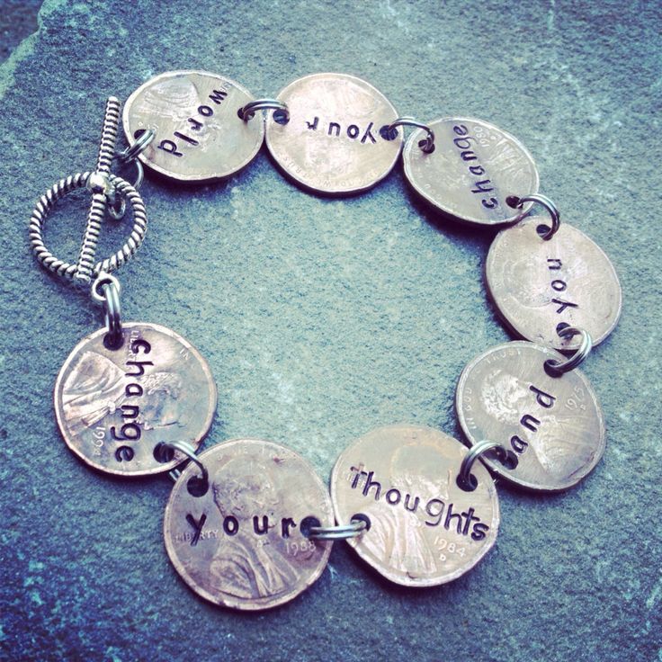 unique hand stamped authentic United States penny bracelet, 
