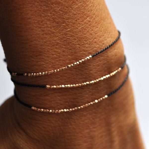 〉〉Vivien Frank Designs Tiny Rose gold and silk bracelet
