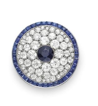 A BELLE EPOQUE SAPPHIRE AND DIAMOND BROOCH, BY CARTIER