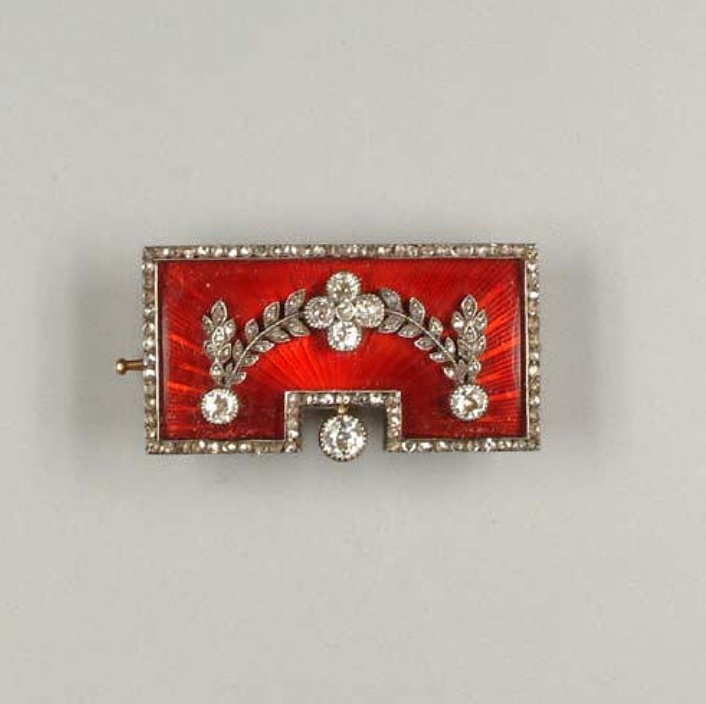 An enamel and diamond brooch, by Fabergé, circa 1896-1908