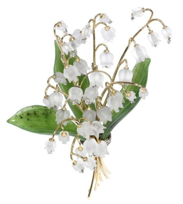 Brooches Jewels : Lily-Of-The-Valley Brooch | Carved Rock Crystal ...