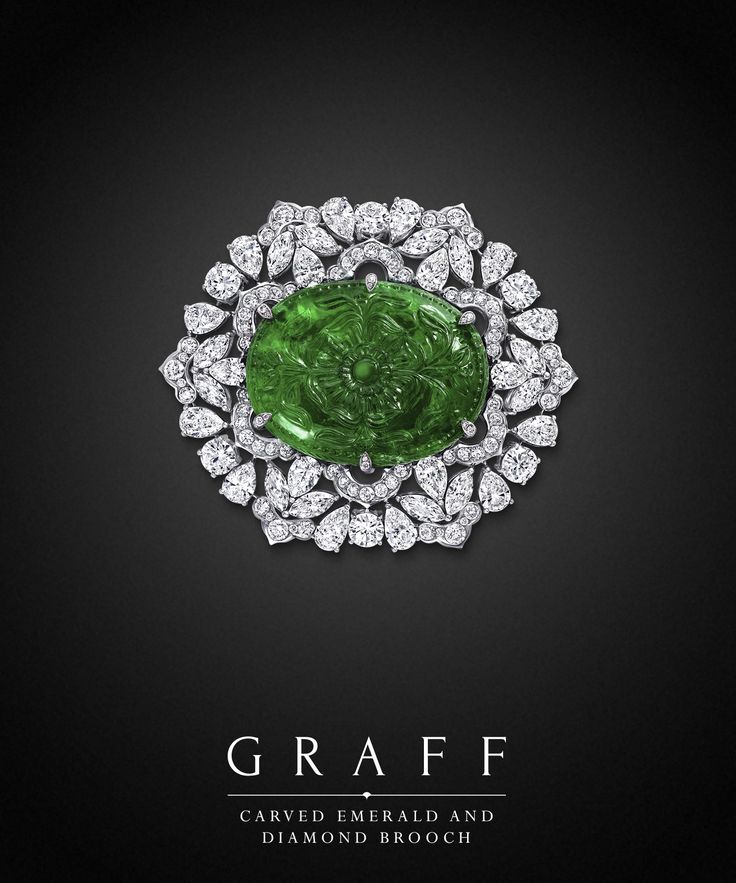 Graff Diamonds: Carved Emerald and Diamond Brooch