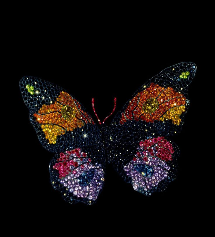 JAR : Butterfly brooch with sapphires, fire opals, rubies, amethyst, garnets and...