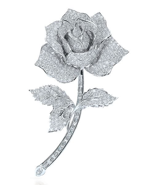 Diamond Rose Brooch by Cellini Jewelers