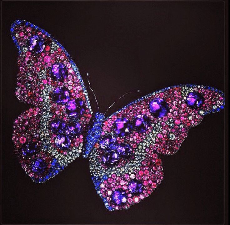 JAR Butterfly brooch with rubies, amethysts, sapphires, and diamonds. Joel Arthu...
