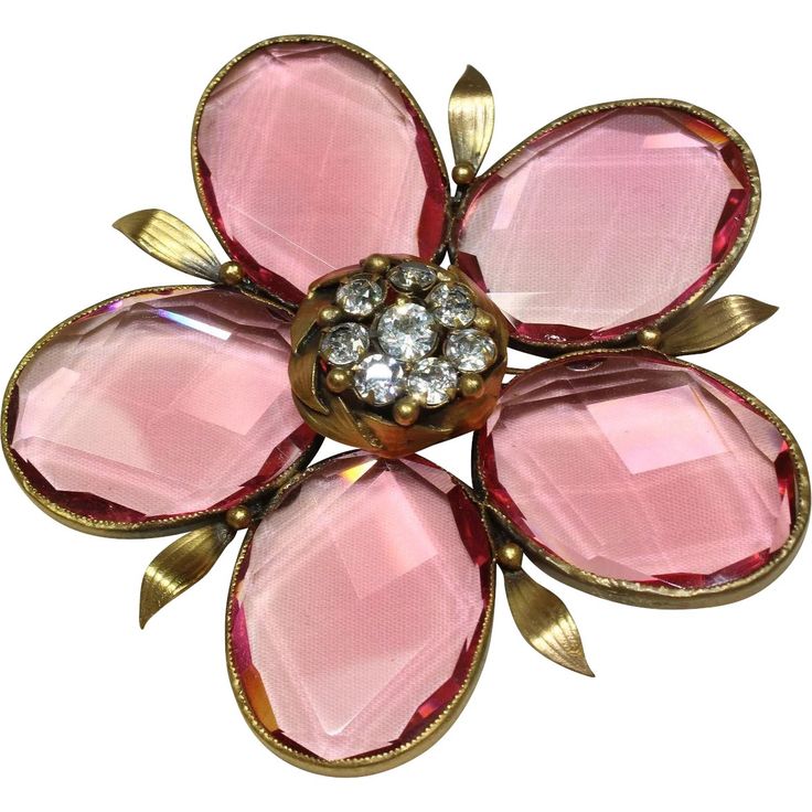 Joseff Pink Crystal Pin -- This vintage item is on SALE 30% off for Mother's Day...