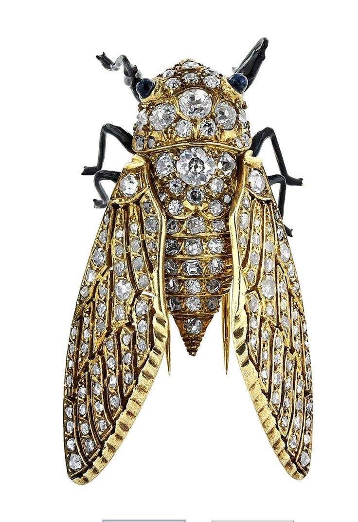 Large Diamond and Gold Insect Pin