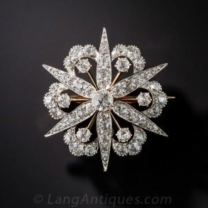 Late Victorian Diamond Starburst Brooch/Pendant
