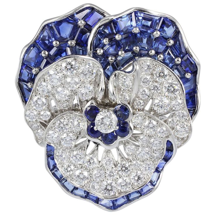 Oscar Heyman Sapphire Diamond Pansy Pin