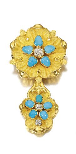 Turquoise and diamond demi-parure, 1830s | Lot | Sotheby's