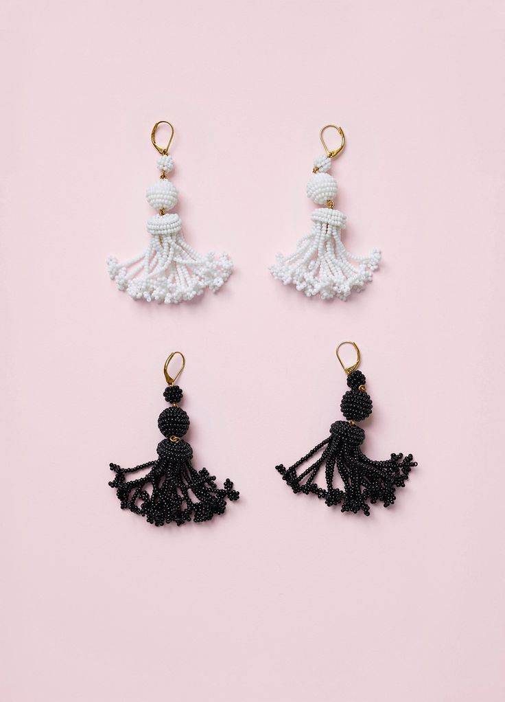Beads Pompon Earrings in Glass and Brass - Spring / Summer Collection 2016 | CÉ...