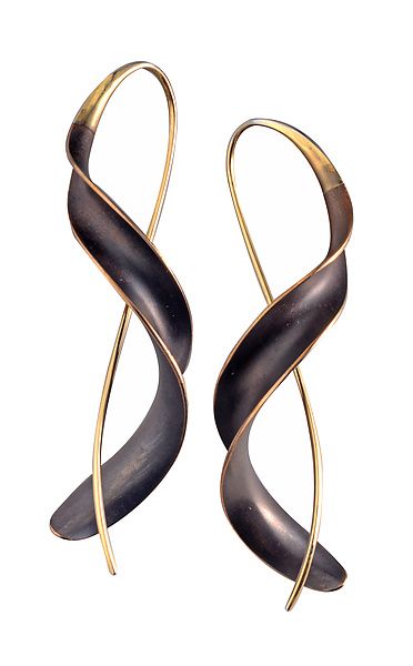 Bronze Ribbon Earrings by Nancy Linkin: Bronze Earrings |♦F&I♦