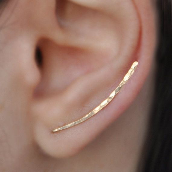 Ear Climbers x2, Gold Filled Hammered Earrings, Earring Pins, Earring Climbers, ...