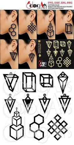 Geometric Wood / Acrylic Earring Pendant Templates Vector Digital SVG DXF Jewelr...