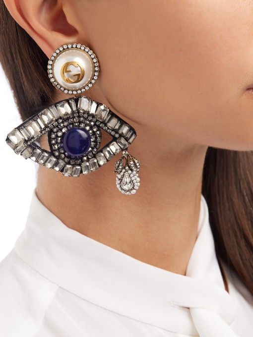 Gucci Crystal-embellished eye drop earrings