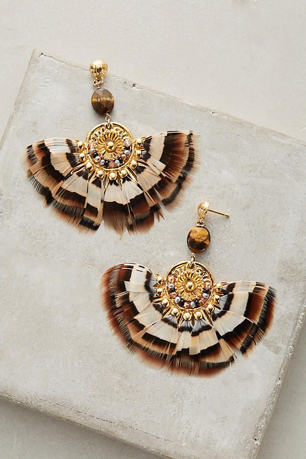 Slide View: 1: Agaia Feather Drop Earrings