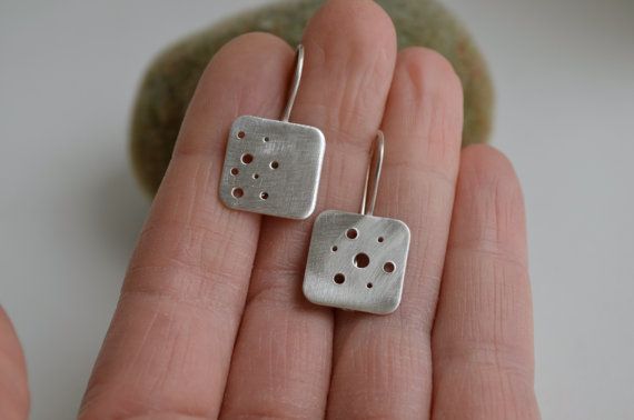 Square Sterling Silver Dangle Earrings with by ReaganHayhurst