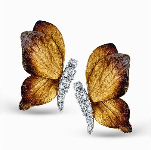 These earrings seem to have captured to charming butterflies mid-flight. Their w...