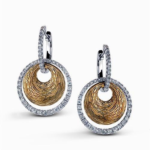 These eye-catching geometric-shaped contemporary two-tone earrings are complimen...
