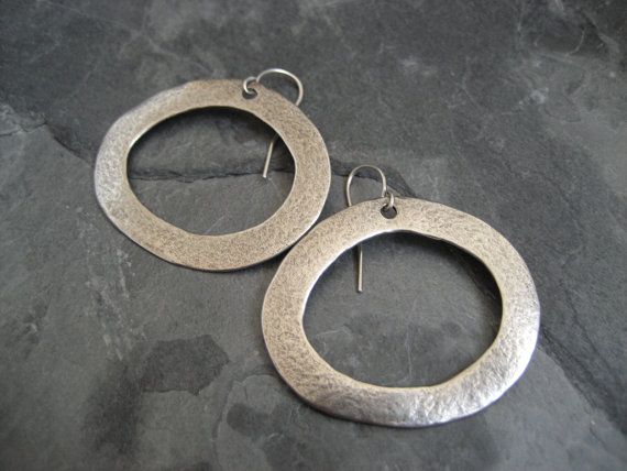 Whimsical sterling silver hoop earrings solid by ElfiRoose, $62.00