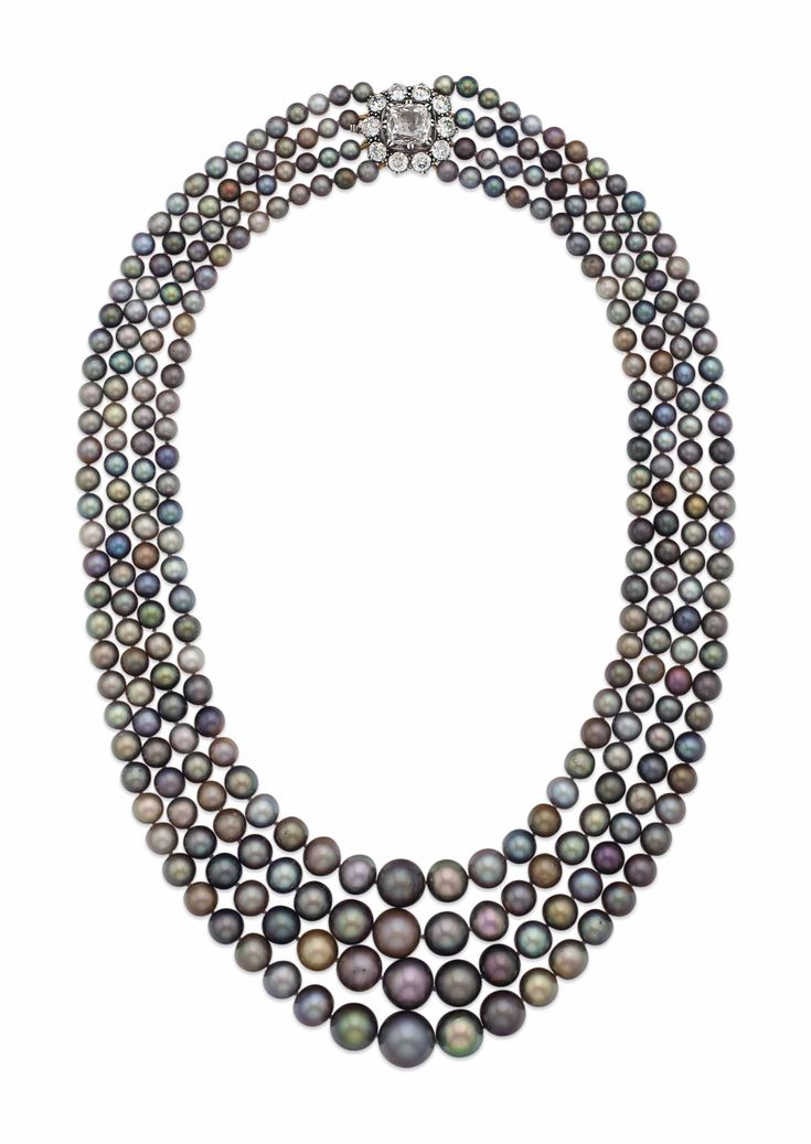 A MAGNIFICENT AND RARE NATURAL COLORED PEARL AND DIAMOND NECKLACE | necklace, di...