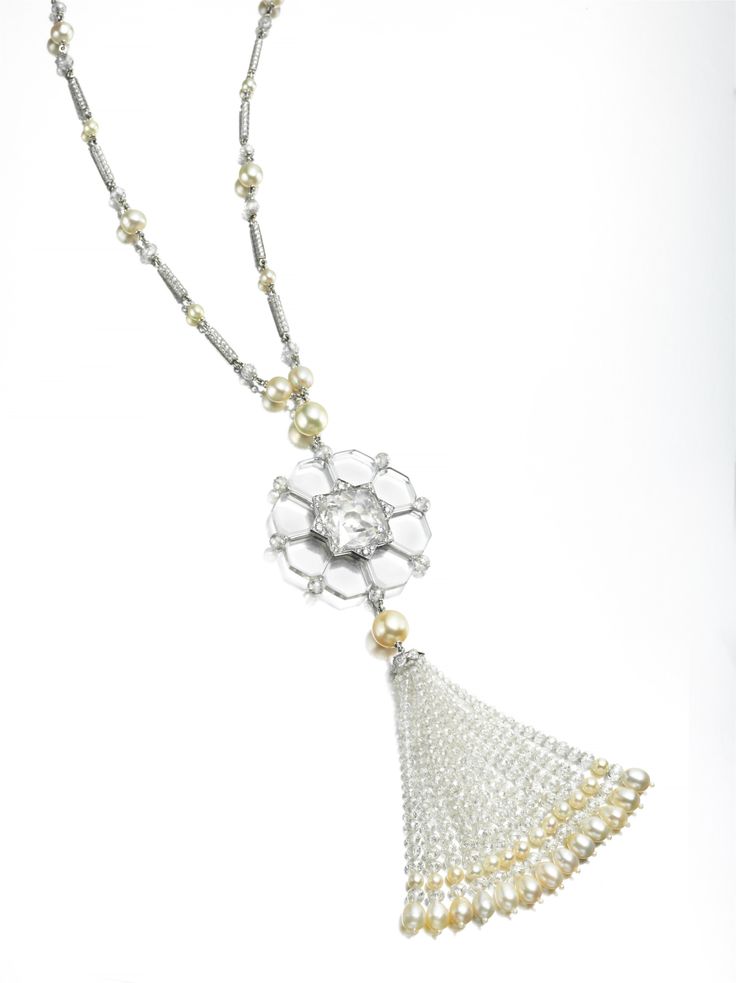 A One-of-a-Kind Diamond, Rock Crystal and Natural Pearl Sautoir, by Bhagat. Avai...