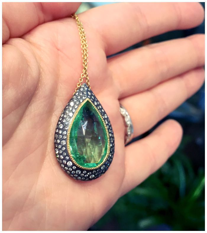A beautiful Todd Reed pendant necklace, with a large and lovely green tourmaline...