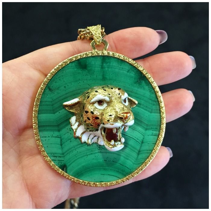 A fantastic malachite and gold tiger pendant from Craig Evan Small.