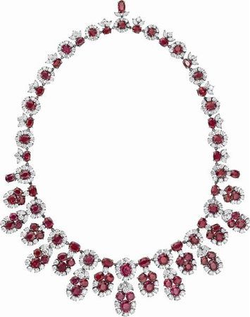 An Impressive Unheated Burmese Ruby and Diamond Necklace