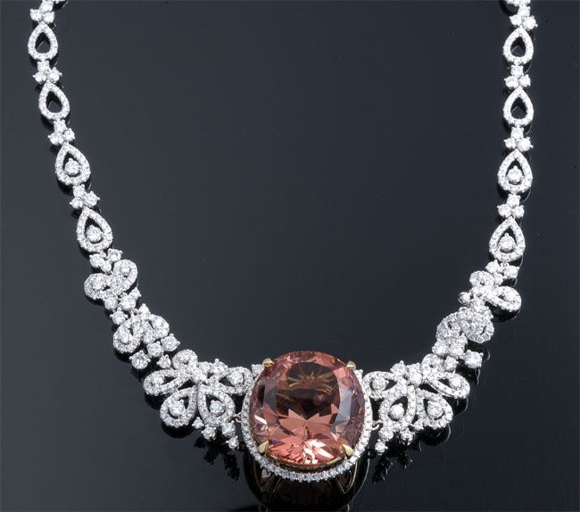 Cushion Cut Tourmaline & Diamond Necklace. My birthday is next week.