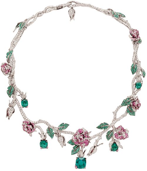 Dior Precieuses Rose Necklace one-of-a-kind rose necklace dripping with over 32 ...