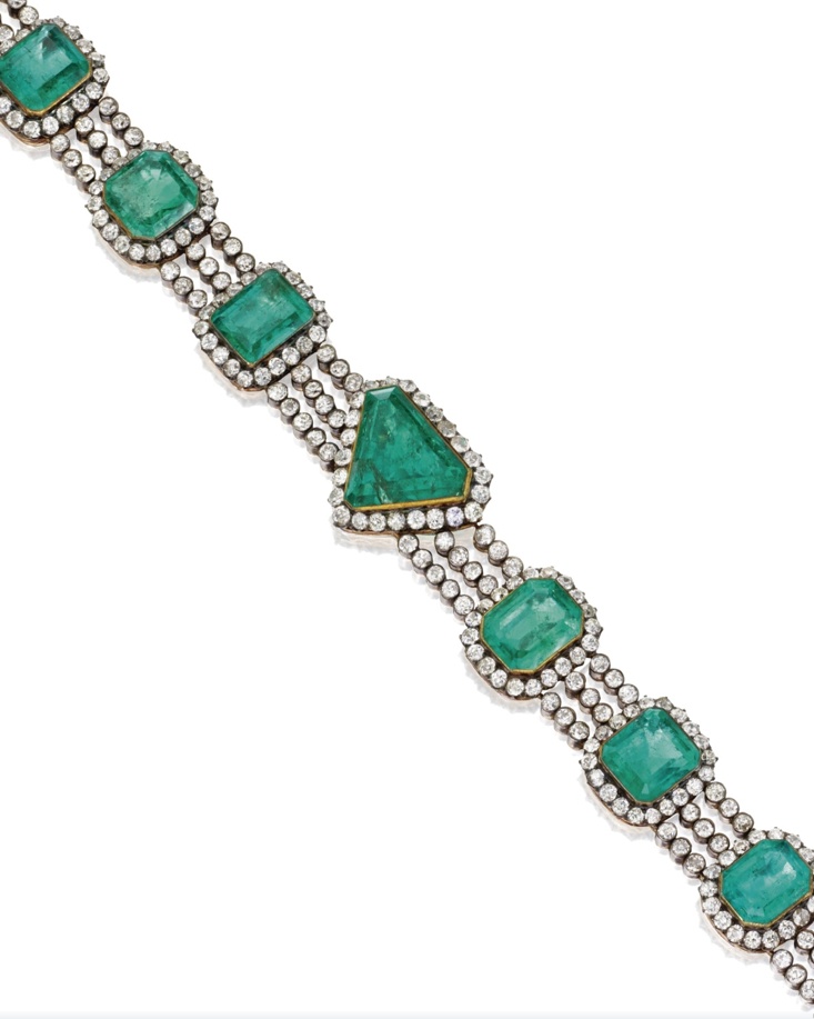 Emerald and diamond collar.