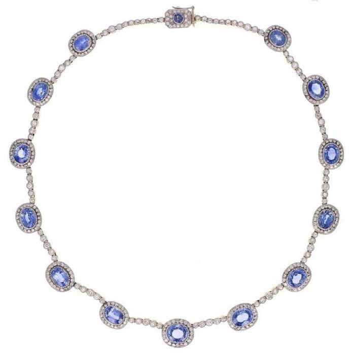 Necklace Collection : Fabergé Sapphire Diamond Gold Necklace For Sale ...