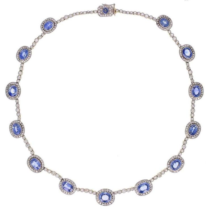 Fabergé Sapphire Diamond Gold Necklace For Sale